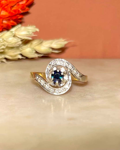 &quot;Lety&quot; Sapphire and Diamond Tourbillon Ring