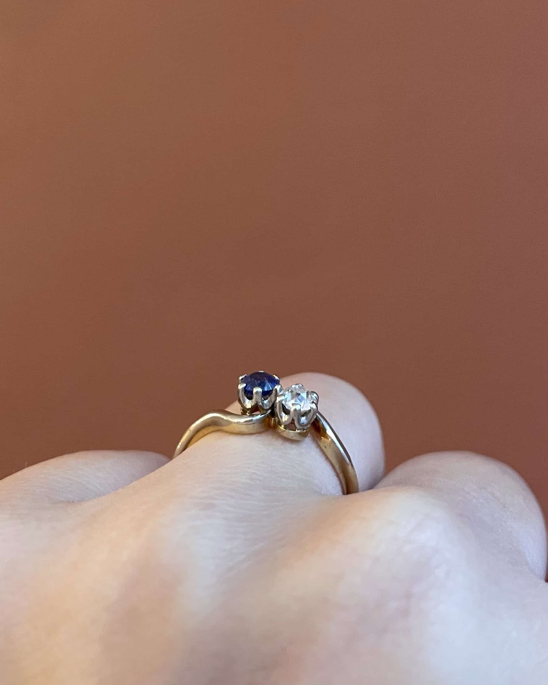 Bague Toi &amp; Moi Saphir &amp; Diamant "Ellerya" - Elliade Paris