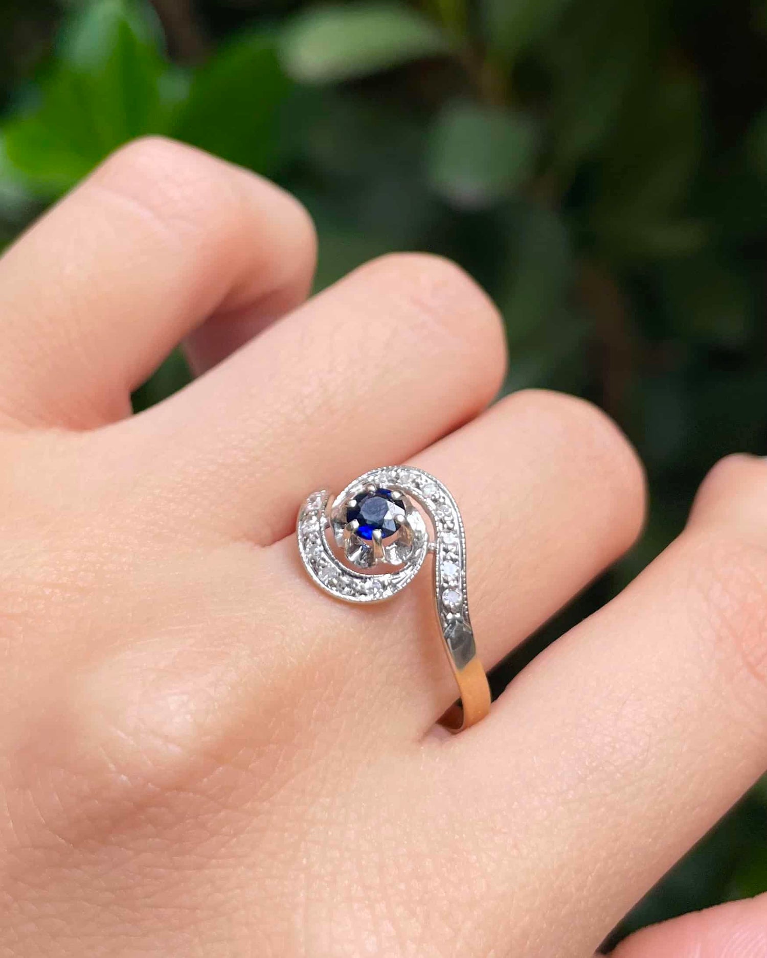 &quot;Lety&quot; Sapphire and Diamond Tourbillon Ring