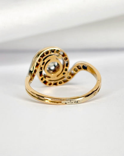 Bague Tourbillon Style Art Nouveau Diamants 0.50 carat "Melodie" - Elliade Paris