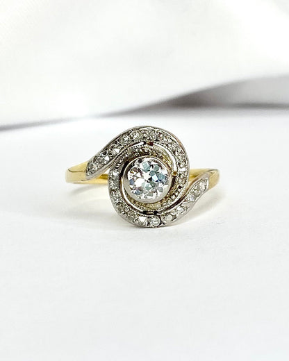 Bague Tourbillon Style Art Nouveau Diamants 0.67 carat "Alexandra" - Elliade Paris