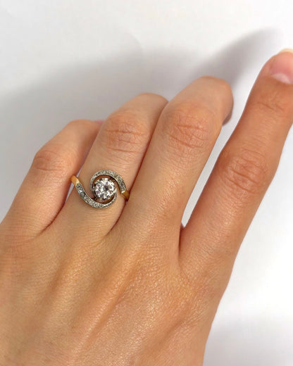 Bague Tourbillon Style Art Nouveau Diamants "Anaëlle" - Elliade Paris