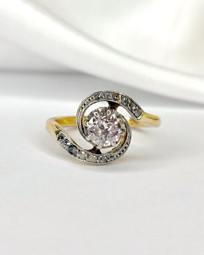 Bague Tourbillon Style Art Nouveau Diamants "Anaëlle" - Elliade Paris