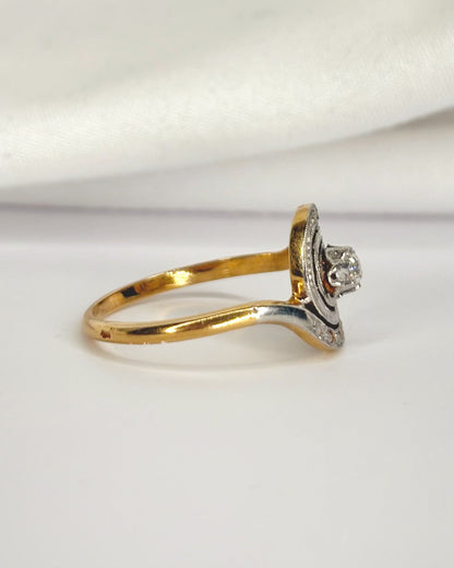 Bague Tourbillon Style Art Nouveau Diamants "Clémence" - Elliade Paris