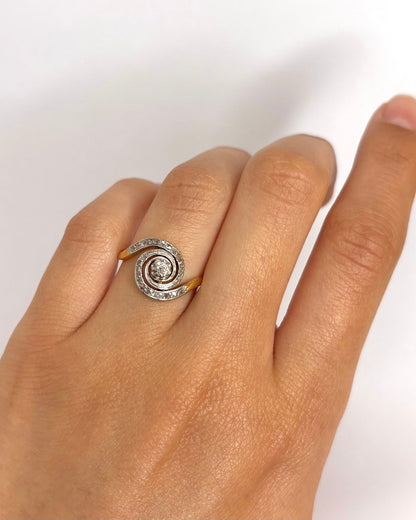 Bague Tourbillon Style Art Nouveau Diamants "Magdalena" - Elliade Paris