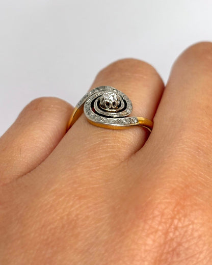 Bague Tourbillon Style Art Nouveau Diamants "Magdalena" - Elliade Paris