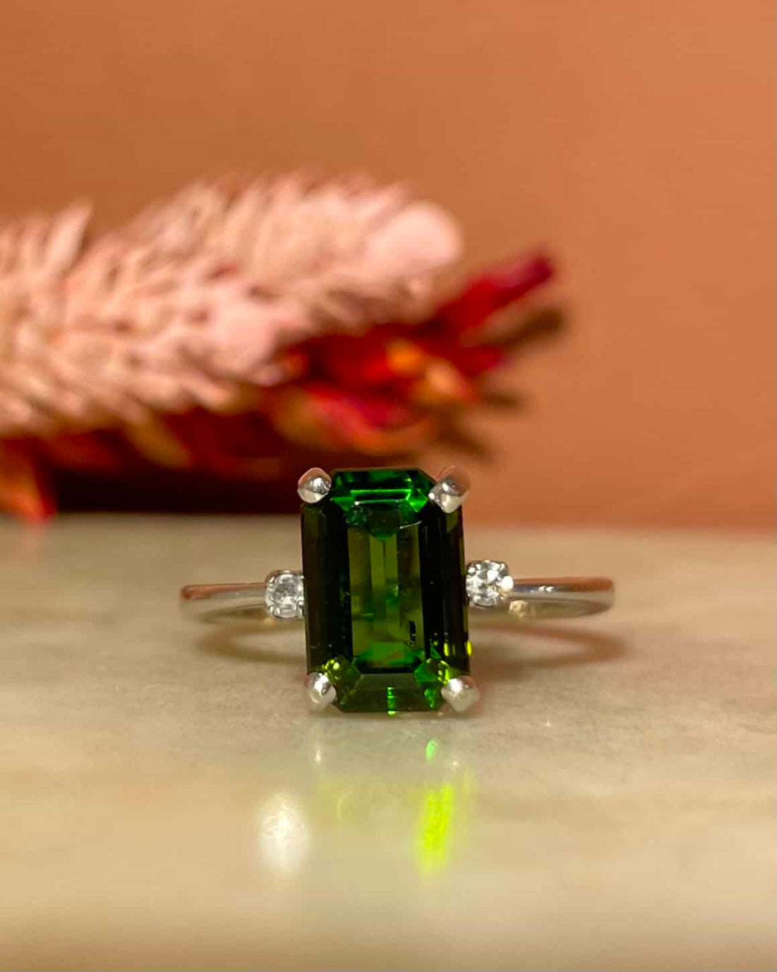Bague Trilogie Tourmaline 3 carats &amp; Diamants &quot;Layla&quot;