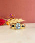 Bague Jonc Trilogie Topaze 1.45 carat & Saphirs "Lawrence" - Elliade Paris