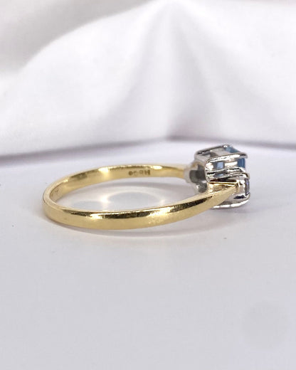 Bague Trilogie Aigue - Marine 0.75 carat &amp; Diamants &quot;Julietta&quot; - Elliade Paris