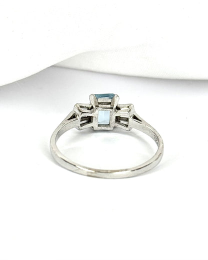 Bague Trilogie Aigue-Marine 0.80 carat &amp; Diamants "Penélope" - Elliade Paris