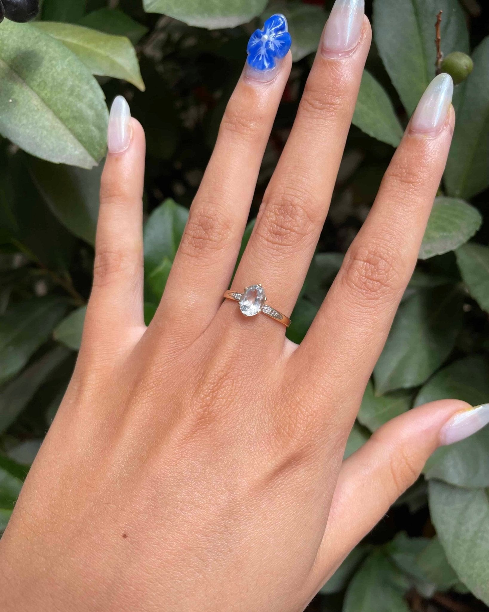 Bague Trilogie Aigue - Marine 1.10 carat et Diamants "Sam" - Elliade Paris
