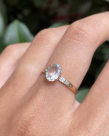 Bague Trilogie Aigue - Marine 1.10 carat et Diamants &quot;Sam&quot; - Elliade Paris