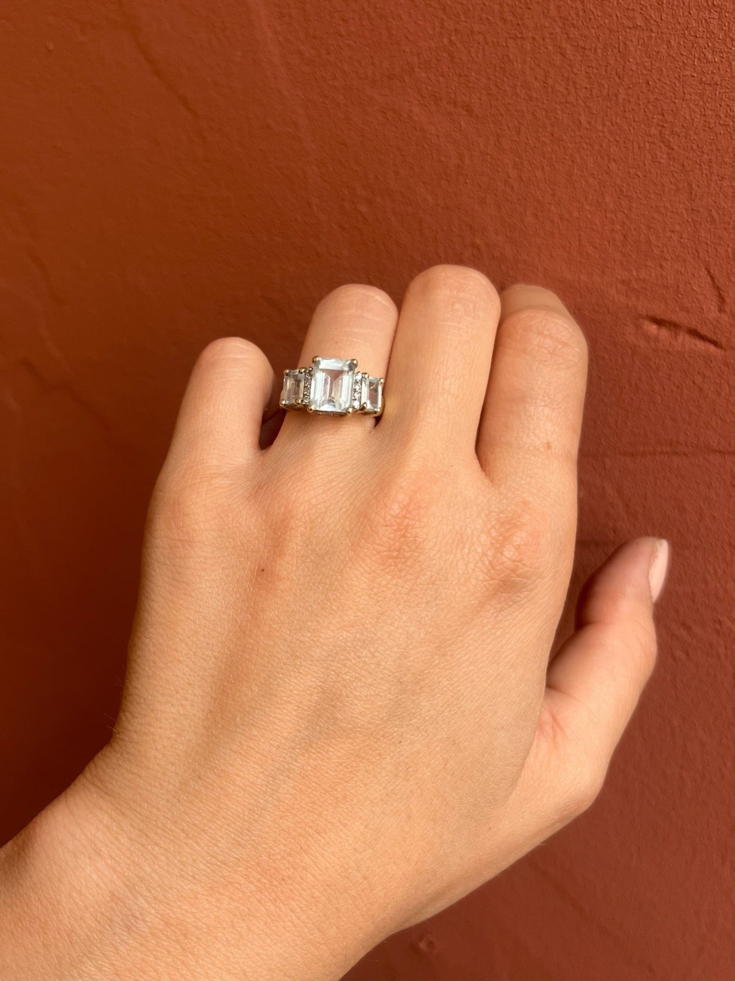 Bague Trilogie Aigue - marine &amp; Diamants &quot;Abel&quot; - Elliade Paris