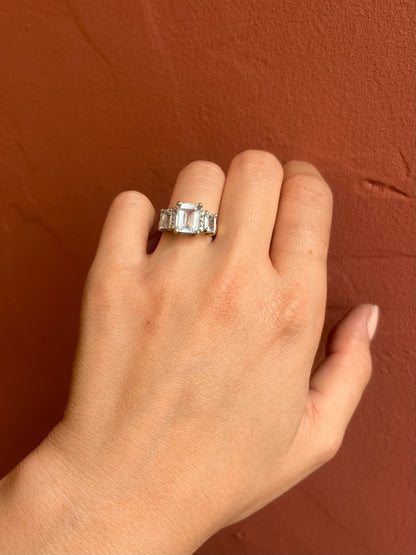 Bague Trilogie Aigue - marine &amp; Diamants &quot;Abel&quot; - Elliade Paris