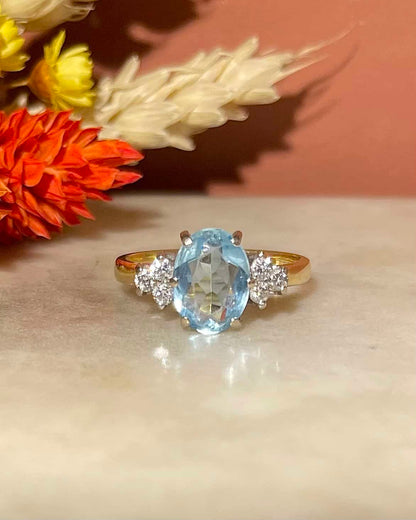 &quot;Diana&quot; 1.25 carat Aquamarine &amp;amp; Diamond Trilogy Ring