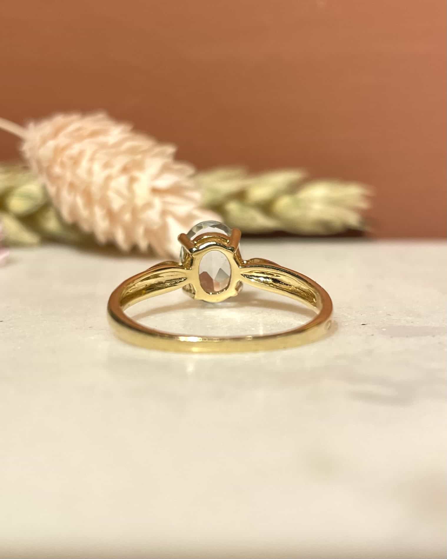 Bague Trilogie Aigue-Marine 1 carat &amp; Diamants "Aurianne" - Elliade Paris