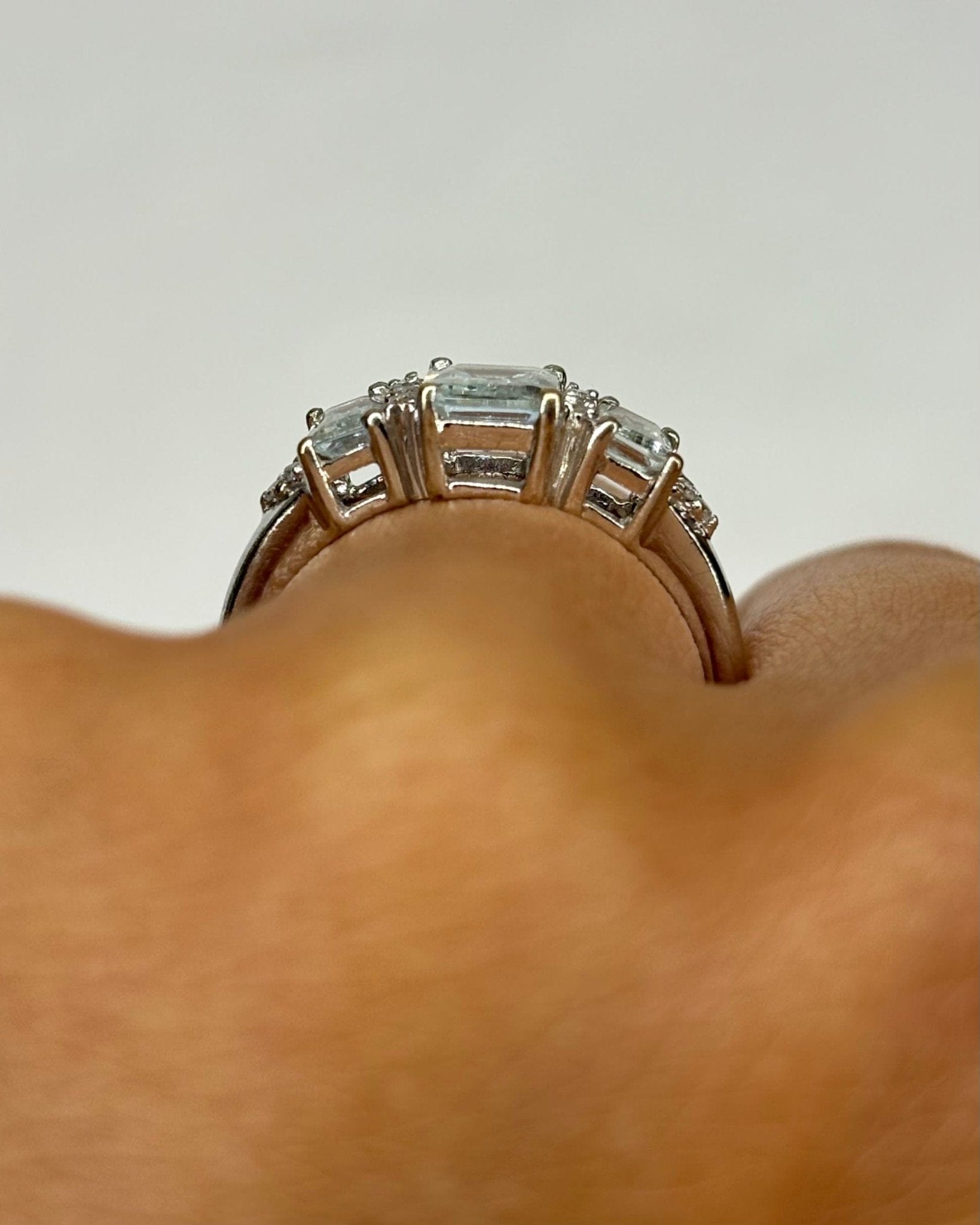 Bague Trilogie Aigues - Marines 1.40 carat &amp; Diamants "Axelle" - Elliade Paris