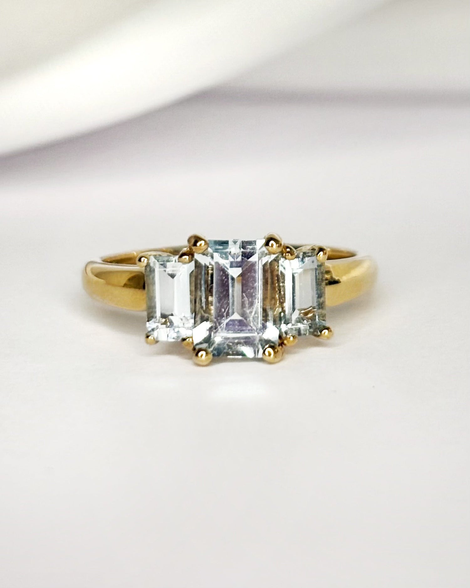 Bague Trilogie Aigues-Marines 1.65 carat "Paloma" - Elliade Paris