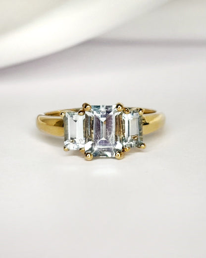 Bague Trilogie Aigues-Marines 1.65 carat "Paloma" - Elliade Paris