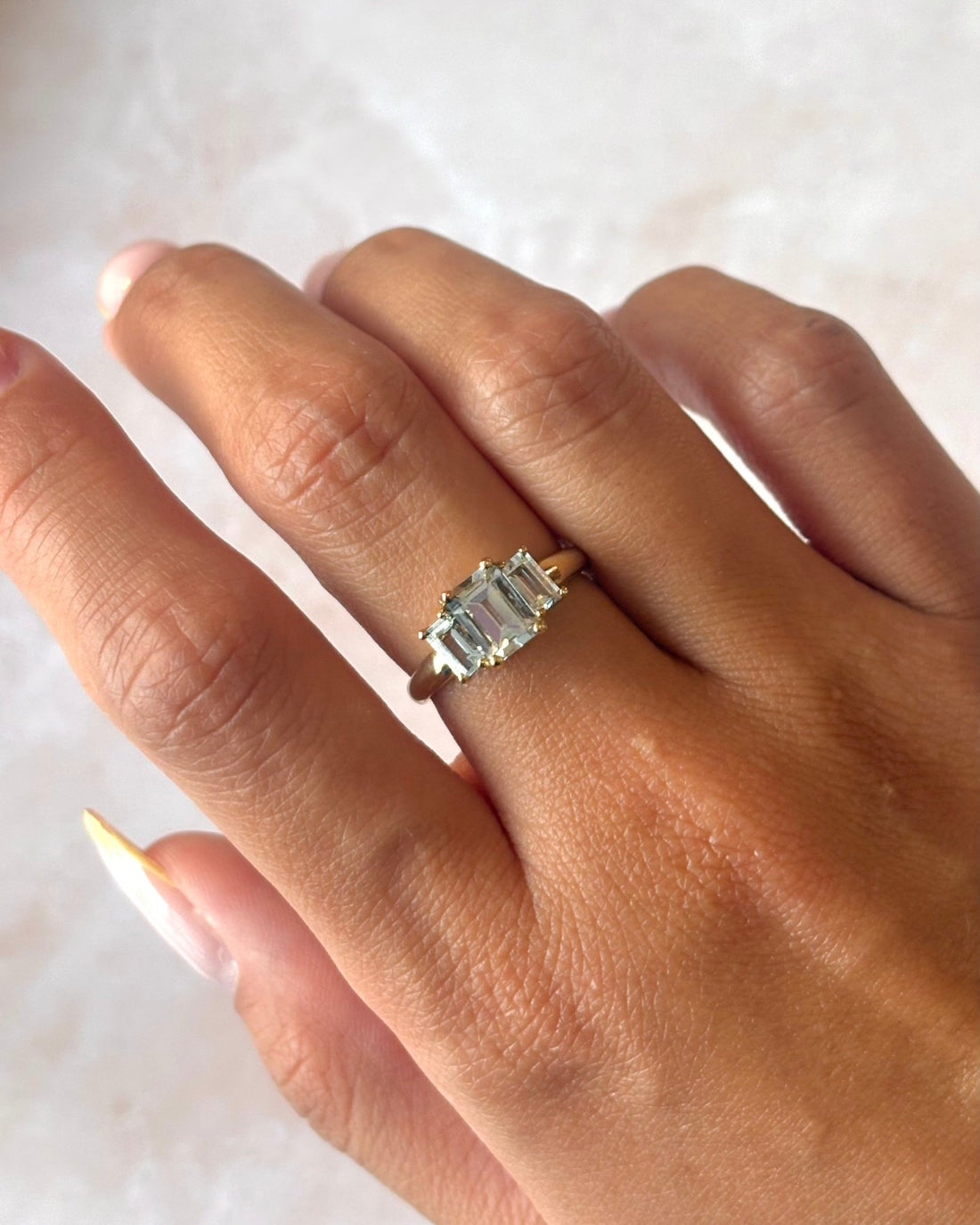 Bague Trilogie Aigues-Marines 1.65 carat "Paloma" - Elliade Paris
