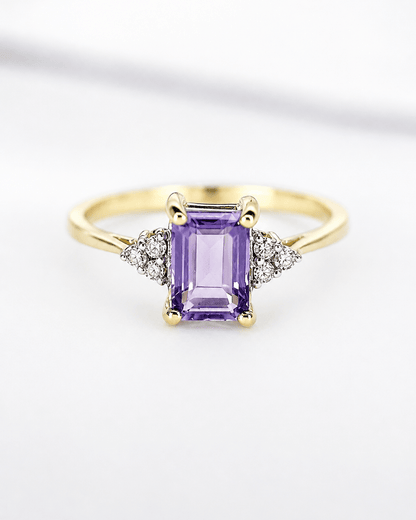 Bague Trilogie Améthyste 0.90 carat &amp; Diamants "Tristane" - Elliade Paris