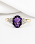 Bague Trilogie Améthyste 0.98 carat & Diamants 0.24 carat "Aster" - Elliade Paris