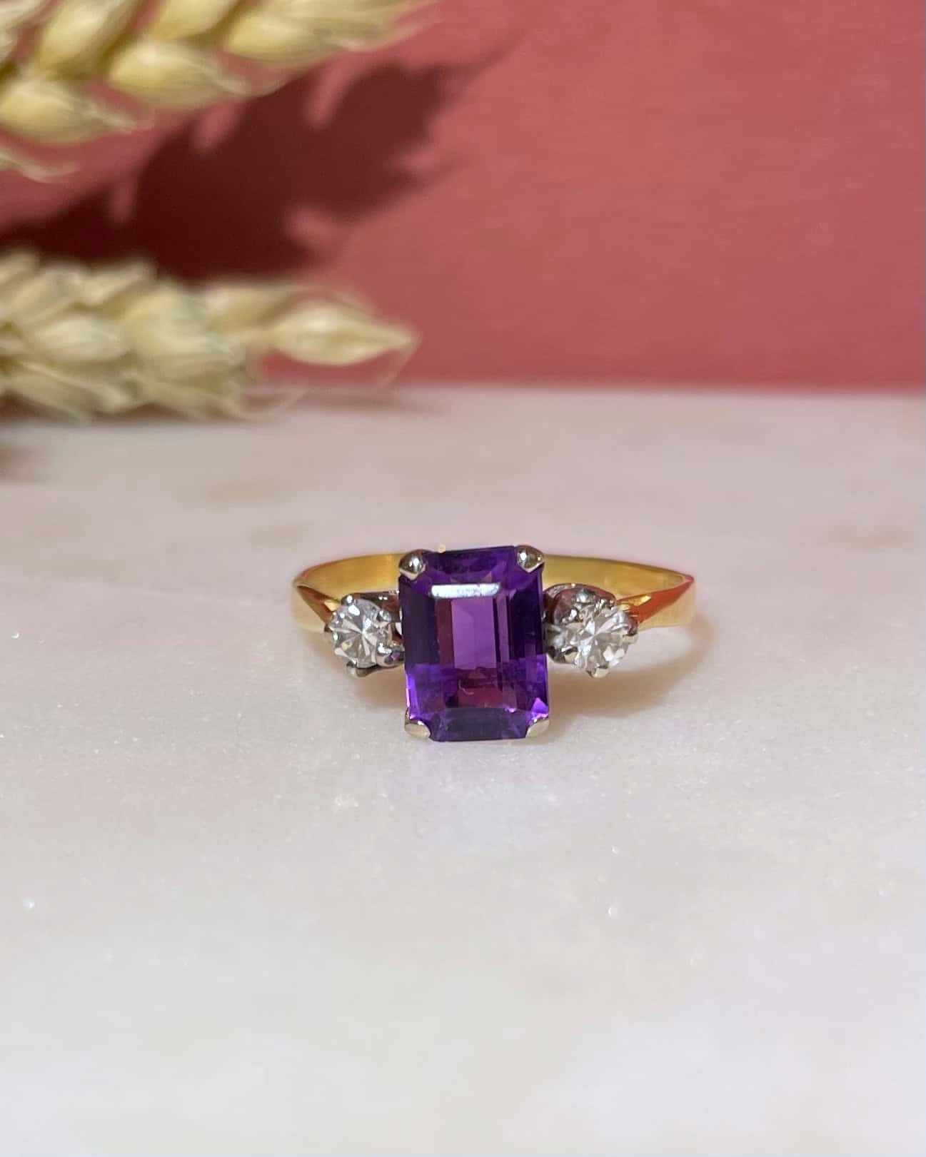 Bague Trilogie Améthyste 1.30 carat &amp; Diamants "Jana" - Elliade Paris