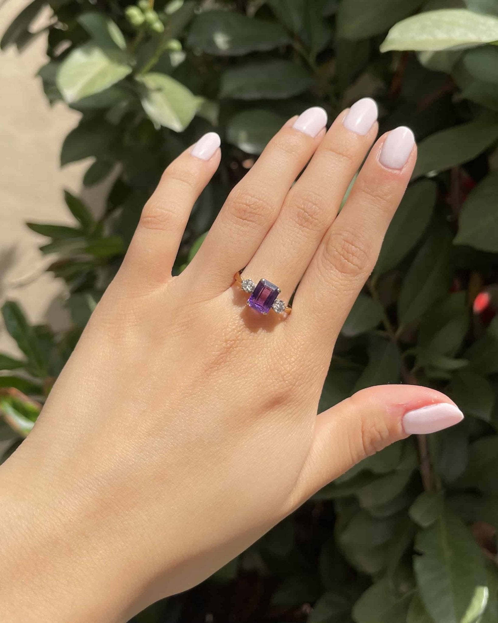 Bague Trilogie Améthyste 1.30 carat &amp; Diamants "Jana" - Elliade Paris
