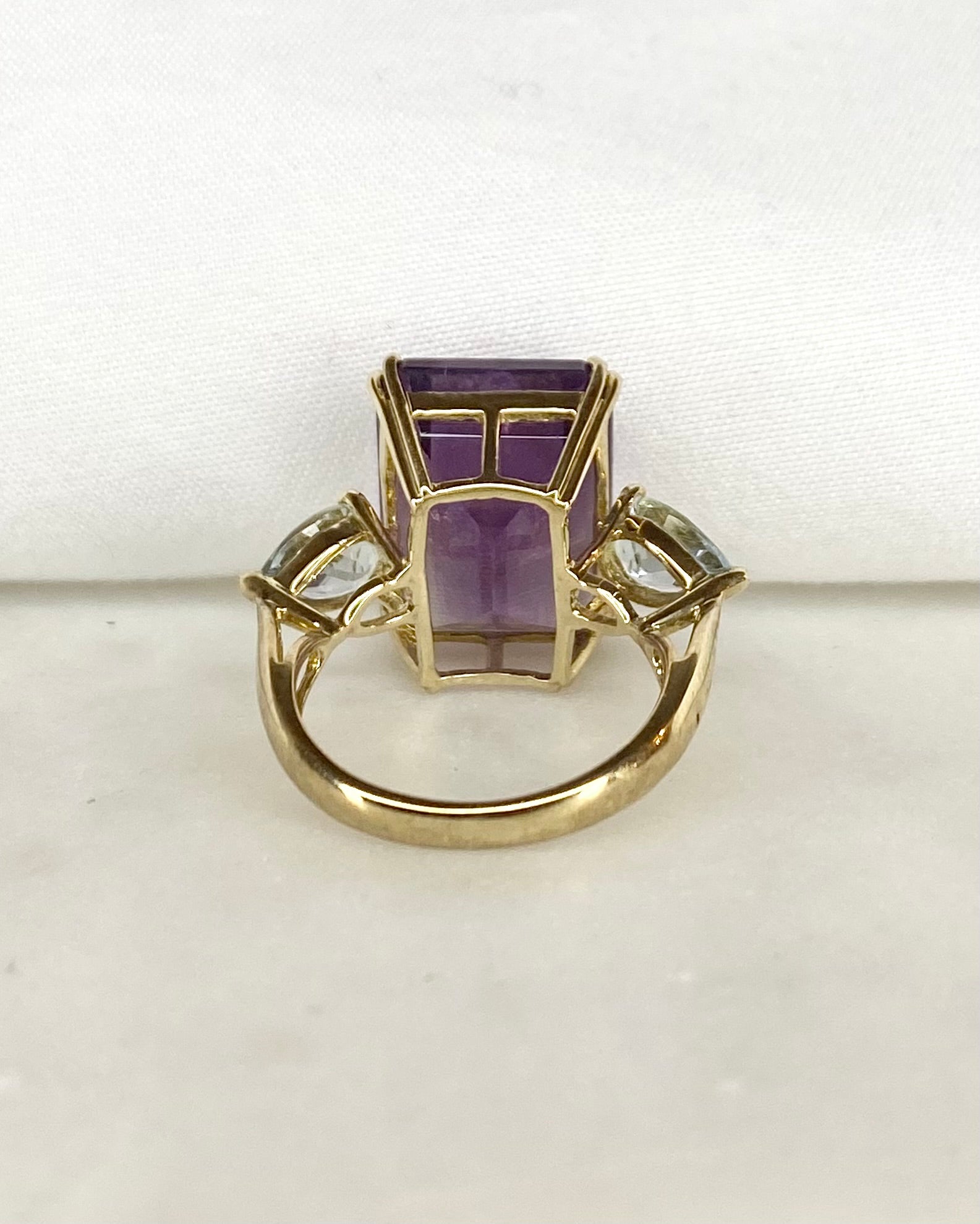 Bague Trilogie Améthyste 14.3 carats &amp; Aigue - Marine 0.62 carat &quot;Lucia&quot; - Elliade Paris