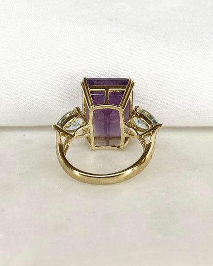 Bague Trilogie Améthyste 14.3 carats &amp; Aigue - Marine 0.62 carat &quot;Lucia&quot; - Elliade Paris