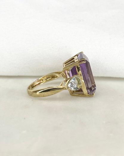 Bague Trilogie Améthyste 14.3 carats &amp; Aigue - Marine 0.62 carat &quot;Lucia&quot; - Elliade Paris