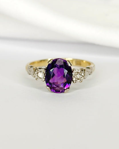 Bague Trilogie Améthyste 1.74 carat &amp; Diamants "Anya" - Elliade Paris