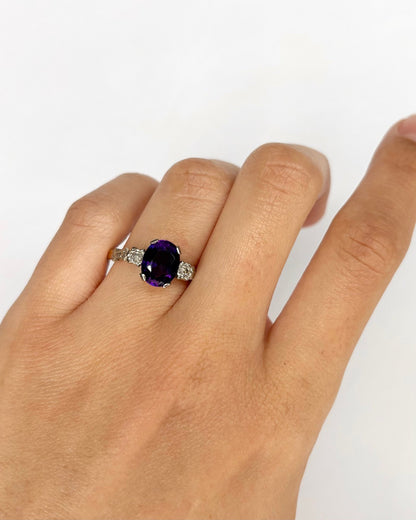 Bague Trilogie Améthyste 1.74 carat &amp; Diamants "Anya" - Elliade Paris