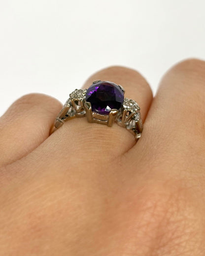 Bague Trilogie Améthyste 1.74 carat &amp; Diamants "Anya" - Elliade Paris