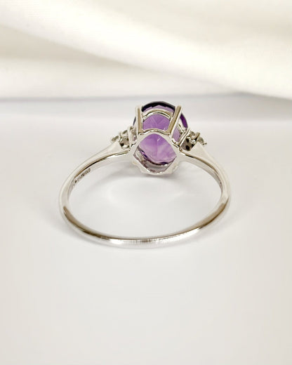 Bague Trilogie Améthyste 2.35 carats &amp; Topazes Blanches "April" - Elliade Paris