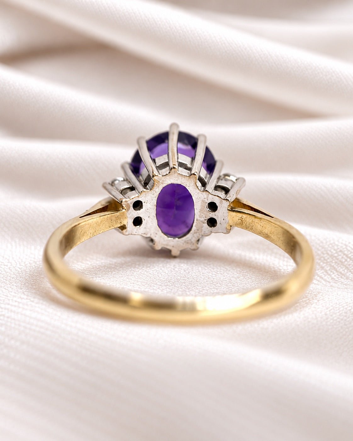 Bague Trilogie Améthyste 2.95 carats, Diamants &amp; Or 4.46 g "Anaïze" - Elliade Paris
