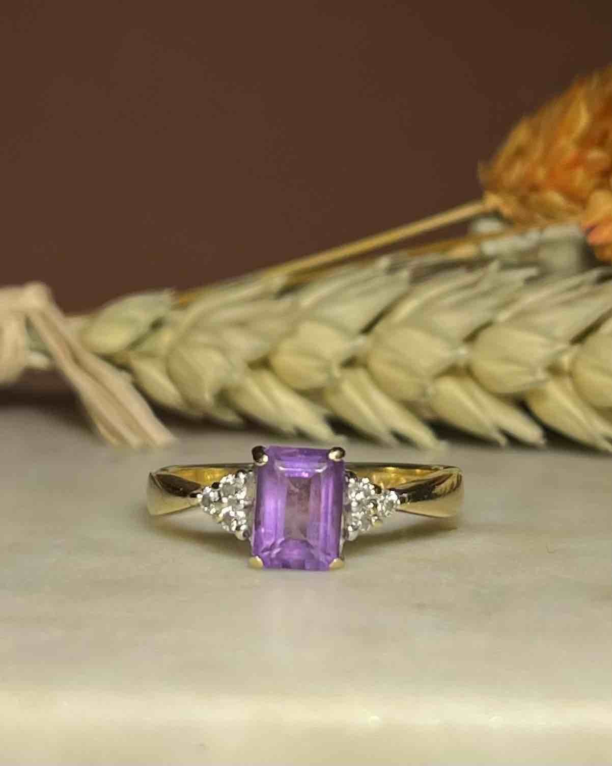 Bague Trilogie Améthyste &amp; Diamants "Ayla" - Elliade Paris