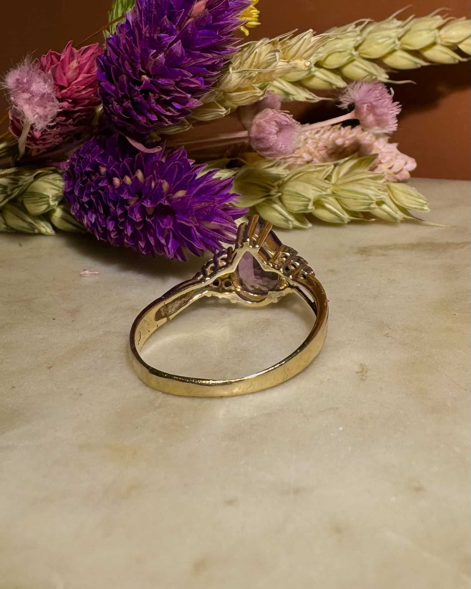 Bague Trilogie Améthyste &amp; Diamants "Elyssa" - Elliade Paris