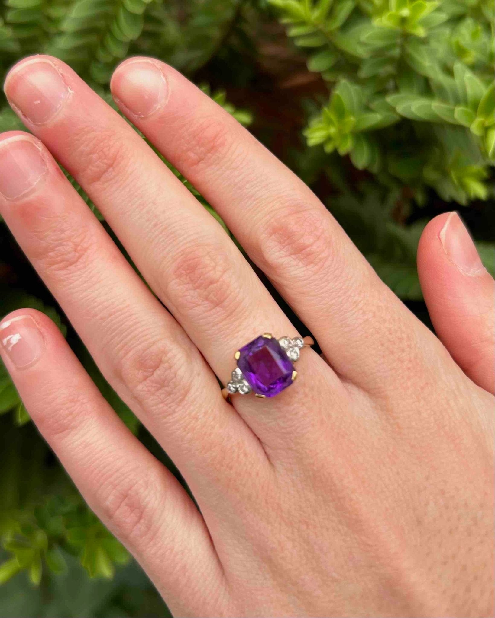 Bague Trilogie Améthyste &amp; Diamants "Lucie" - Elliade Paris