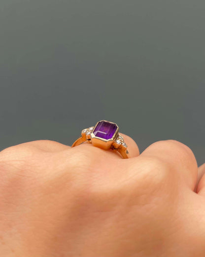 Bague Trilogie Améthyste 1.50 Carat &amp; Diamants &quot;Gabrielle&quot;