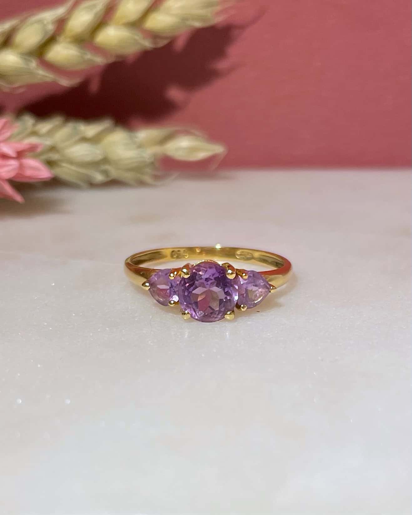Bague Trilogie Améthystes 1.10 carat "Leyna" - Elliade Paris