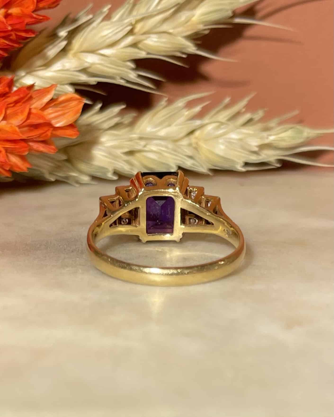 Bague Trilogie Améthyste 1.40 carat &amp; 10 Diamants "Hawa"