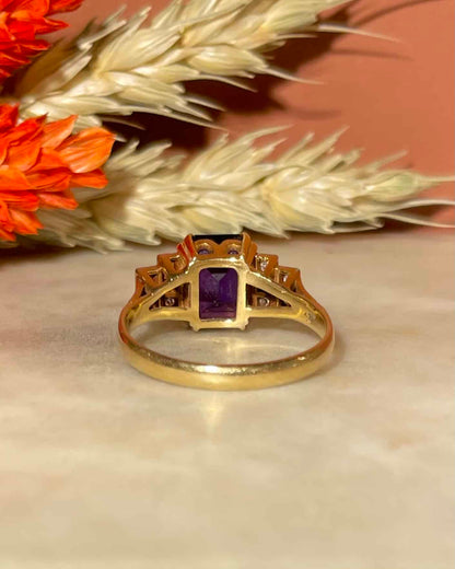 Bague Trilogie Améthyste 1.40 carat &amp; 10 Diamants &quot;Hawa&quot;