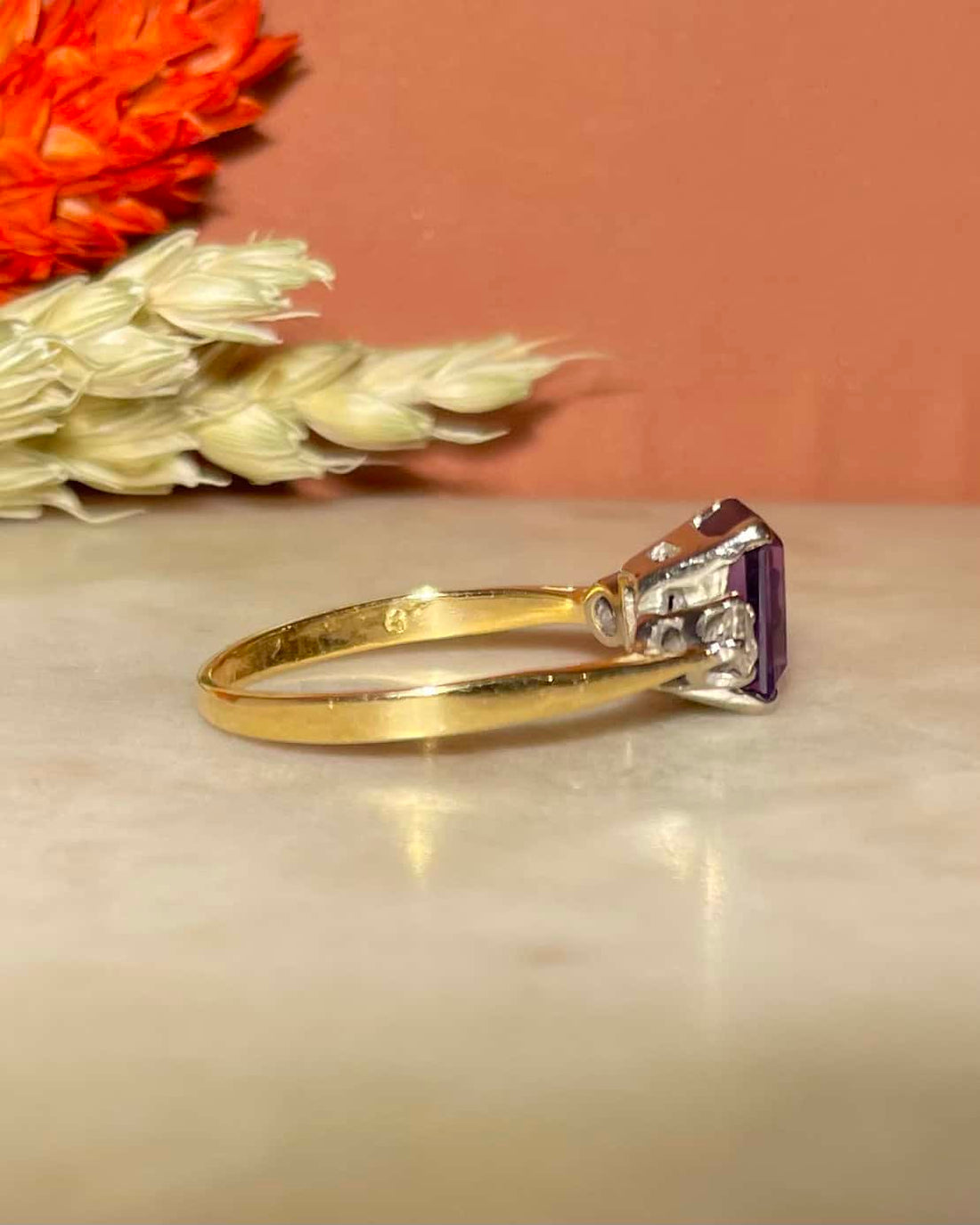 Bague Trilogie Améthyste 1.30 carat &amp; Diamants &quot;Jana&quot;