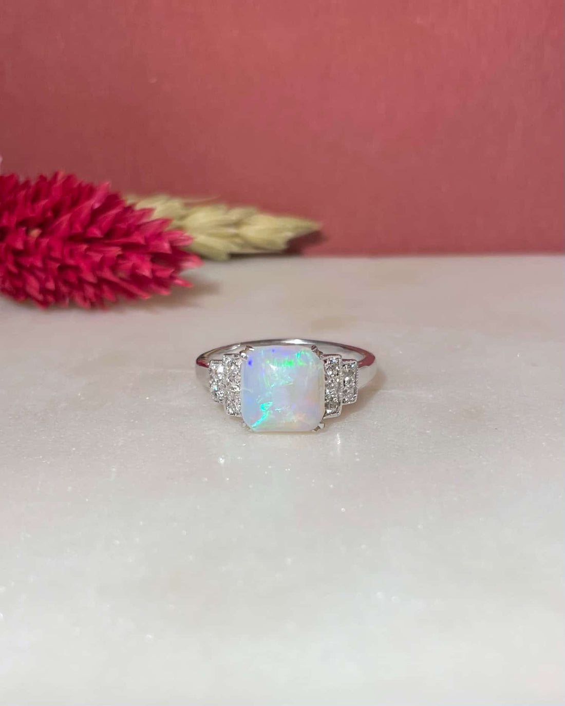 Bague Trilogie Opale 1.50 Carat & Diamants "Karine"