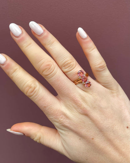 Bague Marquise Tourmalines Roses 2.70 carats et Diamants &quot;Rosalia&quot;