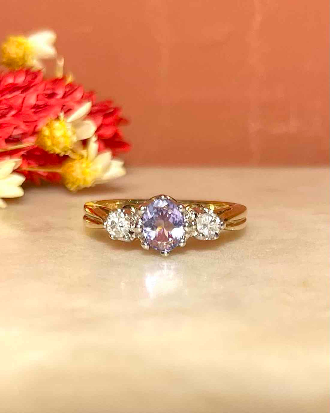 Bague Trilogie Tanzanite &amp; Diamants &quot;Rina&quot;