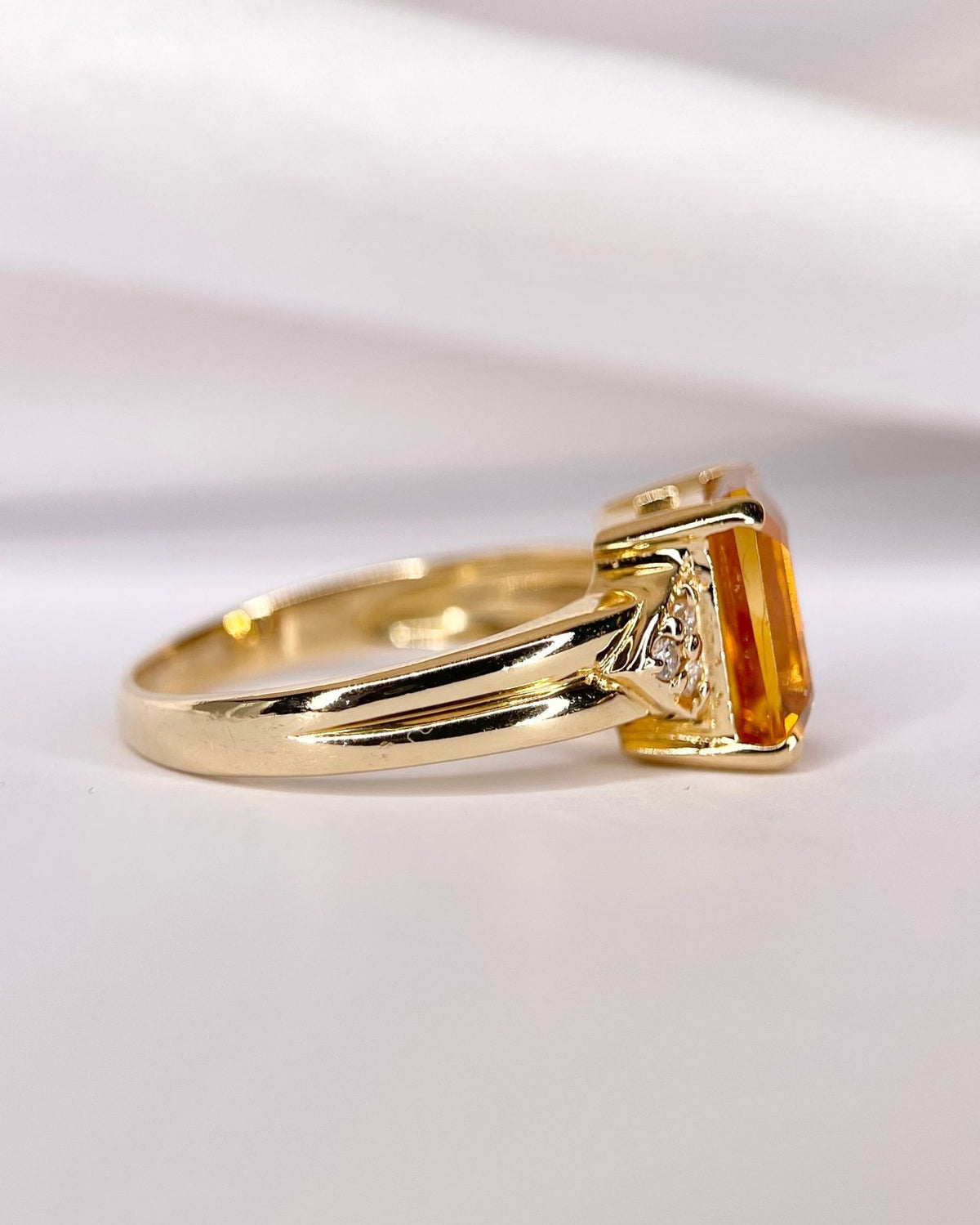 Bague Trilogie Citrine 3.30 carats &amp; Diamants 5,10g "Delphine" - Elliade Paris