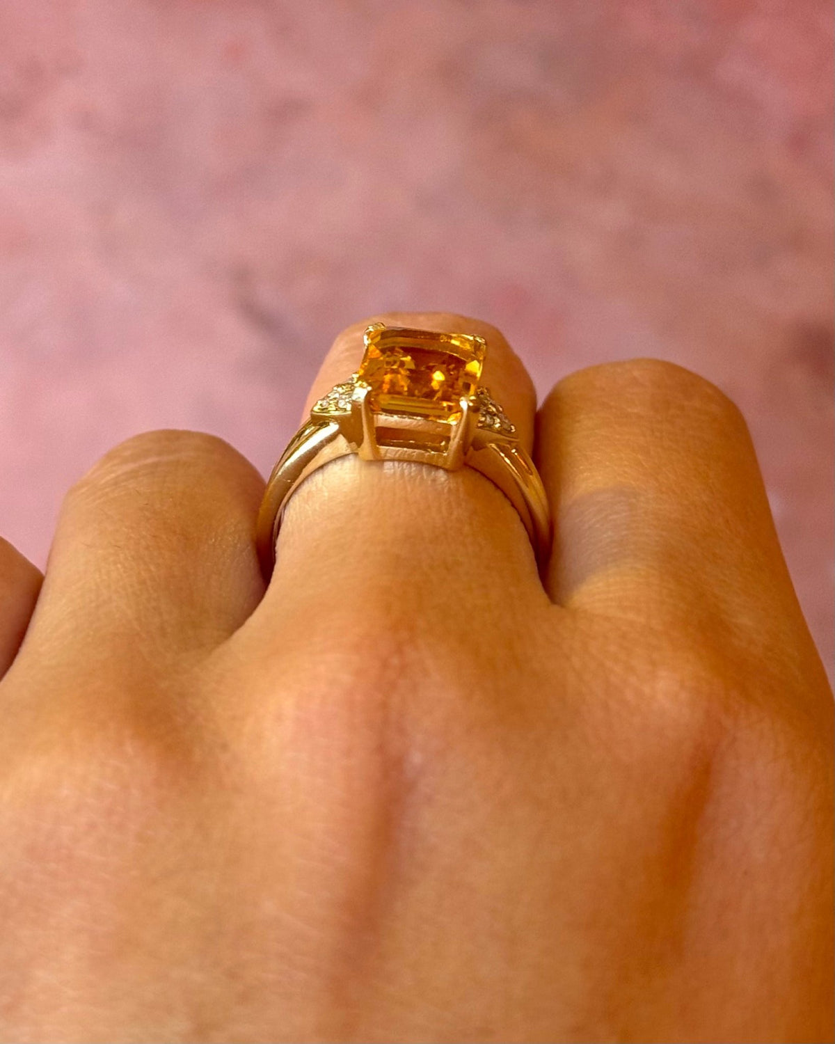 Bague Trilogie Citrine 3.30 carats &amp; Diamants 5,10g "Delphine" - Elliade Paris