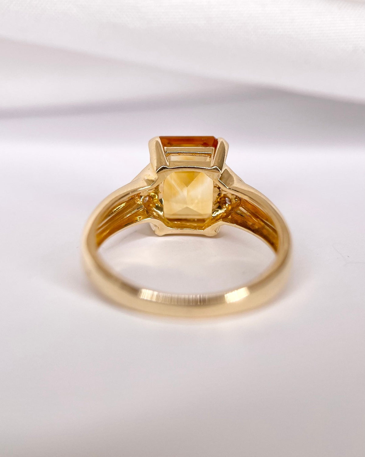 Bague Trilogie Citrine 3.30 carats &amp; Diamants 5,10g "Delphine" - Elliade Paris